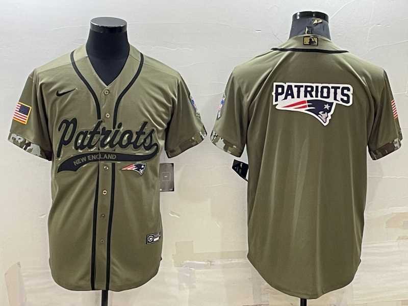 Men%27s New England Patriots Olive Salute to Service Team Big Logo Cool Base Stitched Baseball Jersey->new orleans saints->NFL Jersey